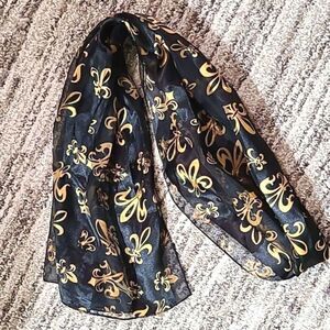 Fleur-de-lis Scarf, Black & Gold